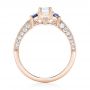18k Rose Gold 18k Rose Gold Custom Three Stone Blue Sapphire And Diamond Engagement Ring - Front View -  102926 - Thumbnail