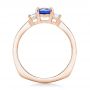 14k Rose Gold 14k Rose Gold Custom Three Stone Blue Sapphire And Diamond Engagement Ring - Front View -  102985 - Thumbnail
