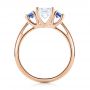 18k Rose Gold 18k Rose Gold Custom Three Stone Blue Sapphire And Diamond Engagement Ring - Front View -  103484 - Thumbnail
