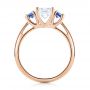 14k Rose Gold 14k Rose Gold Custom Three Stone Blue Sapphire And Diamond Engagement Ring - Front View -  103484 - Thumbnail