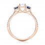14k Rose Gold 14k Rose Gold Custom Three Stone Blue Sapphire And Diamond Engagement Ring - Front View -  103490 - Thumbnail