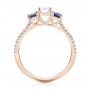 14k Rose Gold 14k Rose Gold Custom Three Stone Blue Sapphire And Diamond Engagement Ring - Front View -  103490 - Thumbnail