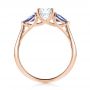 18k Rose Gold 18k Rose Gold Custom Three Stone Blue Sapphire And Diamond Engagement Ring - Front View -  103507 - Thumbnail