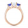 18k Rose Gold 18k Rose Gold Custom Three Stone Blue Sapphire And Diamond Engagement Ring - Front View -  103529 - Thumbnail