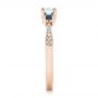 14k Rose Gold 14k Rose Gold Custom Three Stone Blue Sapphire And Diamond Engagement Ring - Side View -  102250 - Thumbnail