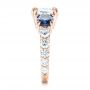 14k Rose Gold 14k Rose Gold Custom Three Stone Blue Sapphire And Diamond Engagement Ring - Side View -  102972 - Thumbnail
