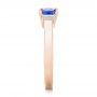 14k Rose Gold 14k Rose Gold Custom Three Stone Blue Sapphire And Diamond Engagement Ring - Side View -  102985 - Thumbnail