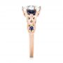 14k Rose Gold 14k Rose Gold Custom Three Stone Blue Sapphire And Diamond Engagement Ring - Side View -  103439 - Thumbnail