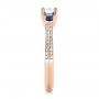 18k Rose Gold 18k Rose Gold Custom Three Stone Blue Sapphire And Diamond Engagement Ring - Side View -  103490 - Thumbnail