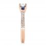 14k Rose Gold 14k Rose Gold Custom Three Stone Blue Sapphire And Diamond Engagement Ring - Side View -  103490 - Thumbnail