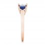 14k Rose Gold 14k Rose Gold Custom Three Stone Blue Sapphire And Diamond Engagement Ring - Side View -  103529 - Thumbnail