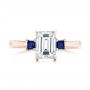 14k Rose Gold 14k Rose Gold Custom Three Stone Blue Sapphire And Diamond Engagement Ring - Top View -  102348 - Thumbnail