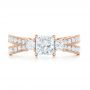 14k Rose Gold 14k Rose Gold Custom Three Stone Diamond Engagement Ring With Blue Sapphires - Top View -  102992 - Thumbnail
