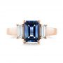 14k Rose Gold 14k Rose Gold Custom Three Stone Blue Sapphire And Diamond Engagement Ring - Top View -  103468 - Thumbnail