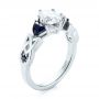 18k White Gold 18k White Gold Custom Three Stone Blue Sapphire And Diamond Engagement Ring - Three-Quarter View -  103439 - Thumbnail