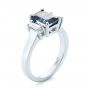 18k White Gold 18k White Gold Custom Three Stone Blue Sapphire And Diamond Engagement Ring - Three-Quarter View -  103468 - Thumbnail