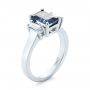 14k White Gold 14k White Gold Custom Three Stone Blue Sapphire And Diamond Engagement Ring - Three-Quarter View -  103468 - Thumbnail