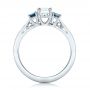 14k White Gold Custom Three Stone Blue Sapphire And Diamond Engagement Ring - Front View -  102250 - Thumbnail