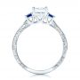 14k White Gold 14k White Gold Custom Three Stone Blue Sapphire And Diamond Engagement Ring - Front View -  102348 - Thumbnail