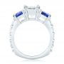  Platinum Custom Three Stone Blue Sapphire And Diamond Engagement Ring - Front View -  102972 - Thumbnail
