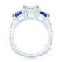  Platinum Custom Three Stone Blue Sapphire And Diamond Engagement Ring - Front View -  102972 - Thumbnail