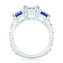 14k White Gold 14k White Gold Custom Three Stone Blue Sapphire And Diamond Engagement Ring - Front View -  102972 - Thumbnail