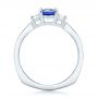  Platinum Platinum Custom Three Stone Blue Sapphire And Diamond Engagement Ring - Front View -  102985 - Thumbnail