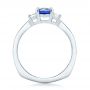 14k White Gold 14k White Gold Custom Three Stone Blue Sapphire And Diamond Engagement Ring - Front View -  102985 - Thumbnail