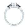  Platinum Custom Three Stone Blue Sapphire And Diamond Engagement Ring - Front View -  103439 - Thumbnail