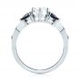  Platinum Custom Three Stone Blue Sapphire And Diamond Engagement Ring - Front View -  103439 - Thumbnail