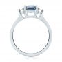  Platinum Custom Three Stone Blue Sapphire And Diamond Engagement Ring - Front View -  103468 - Thumbnail