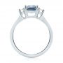 14k White Gold 14k White Gold Custom Three Stone Blue Sapphire And Diamond Engagement Ring - Front View -  103468 - Thumbnail