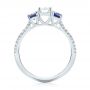 18k White Gold 18k White Gold Custom Three Stone Blue Sapphire And Diamond Engagement Ring - Front View -  103490 - Thumbnail