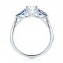 14k White Gold Custom Three Stone Blue Sapphire And Diamond Engagement Ring - Front View -  103507 - Thumbnail