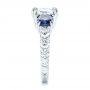  Platinum Custom Three Stone Blue Sapphire And Diamond Engagement Ring - Side View -  102972 - Thumbnail