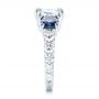 18k White Gold 18k White Gold Custom Three Stone Blue Sapphire And Diamond Engagement Ring - Side View -  102972 - Thumbnail