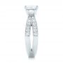 14k White Gold 14k White Gold Custom Three Stone Diamond Engagement Ring With Blue Sapphires - Side View -  102992 - Thumbnail