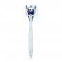 14k White Gold Custom Three Stone Blue Sapphire And Diamond Engagement Ring - Side View -  103507 - Thumbnail