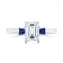  Platinum Platinum Custom Three Stone Blue Sapphire And Diamond Engagement Ring - Top View -  102348 - Thumbnail