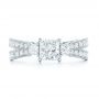  Platinum Custom Three Stone Diamond Engagement Ring With Blue Sapphires - Top View -  102992 - Thumbnail