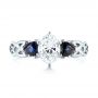  Platinum Custom Three Stone Blue Sapphire And Diamond Engagement Ring - Top View -  103439 - Thumbnail