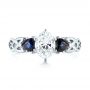 14k White Gold 14k White Gold Custom Three Stone Blue Sapphire And Diamond Engagement Ring - Top View -  103439 - Thumbnail