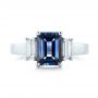 14k White Gold 14k White Gold Custom Three Stone Blue Sapphire And Diamond Engagement Ring - Top View -  103468 - Thumbnail