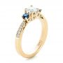 18k Yellow Gold 18k Yellow Gold Custom Three Stone Blue Sapphire And Diamond Engagement Ring - Three-Quarter View -  102250 - Thumbnail