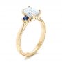 14k Yellow Gold 14k Yellow Gold Custom Three Stone Blue Sapphire And Diamond Engagement Ring - Three-Quarter View -  102348 - Thumbnail
