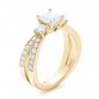 14k Yellow Gold 14k Yellow Gold Custom Three Stone Diamond Engagement Ring With Blue Sapphires - Three-Quarter View -  102992 - Thumbnail