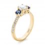 14k Yellow Gold 14k Yellow Gold Custom Three Stone Blue Sapphire And Diamond Engagement Ring - Three-Quarter View -  103490 - Thumbnail