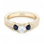 14k Yellow Gold 14k Yellow Gold Custom Three Stone Blue Sapphire And Diamond Engagement Ring - Flat View -  102926 - Thumbnail