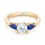 18k Yellow Gold 18k Yellow Gold Custom Three Stone Blue Sapphire And Diamond Engagement Ring - Flat View -  103507 - Thumbnail