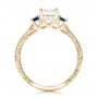14k Yellow Gold 14k Yellow Gold Custom Three Stone Blue Sapphire And Diamond Engagement Ring - Front View -  102348 - Thumbnail